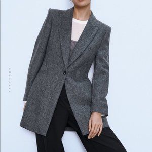 ZARA WOOL FROCK COAT WITH BUTTON
